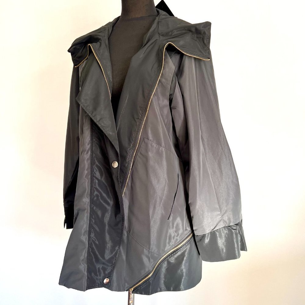 NWT Dorman Women's Fashion Hooded Black Rain Jacket Zip & Snap W/ Pockets XL